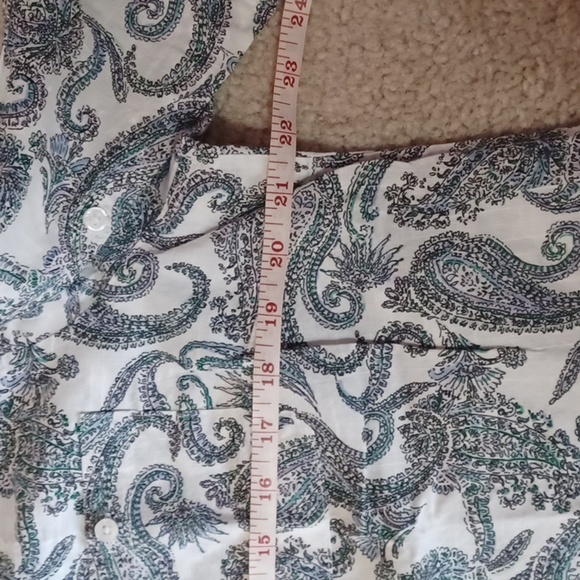Croft&Barrow Paisley 3/4 Sleeve Button Down Top - Picture 7 of 14